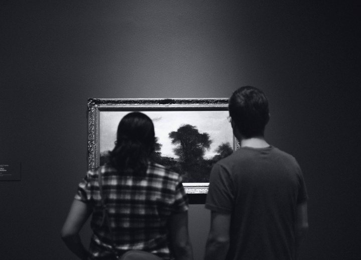 A small gallery during an opening evening